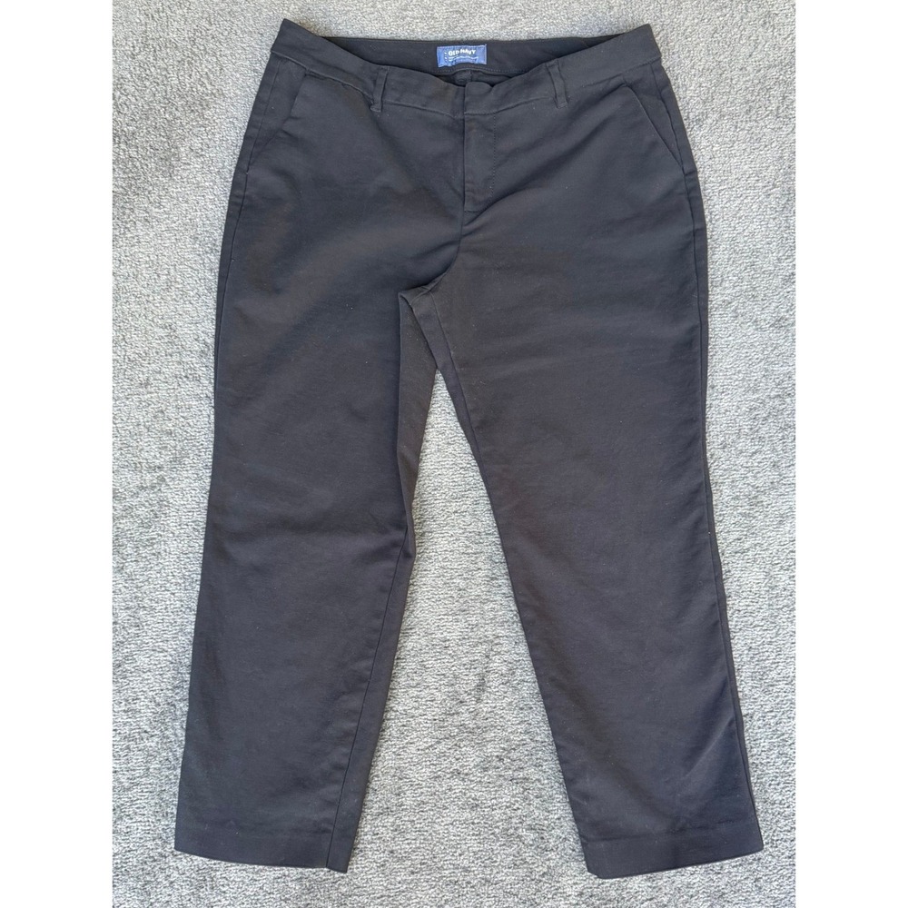 Old Navy Harper Mid-Rise Black Trousers Slim Fit Stretch Pants Womens Size 10